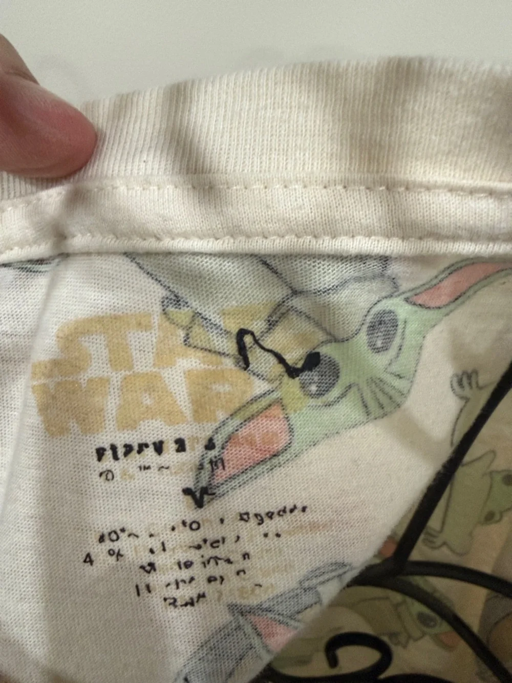 Star Wars White Tee with Green Baby Yoda (Grogu) All-Over Print - Picture 4 of 5